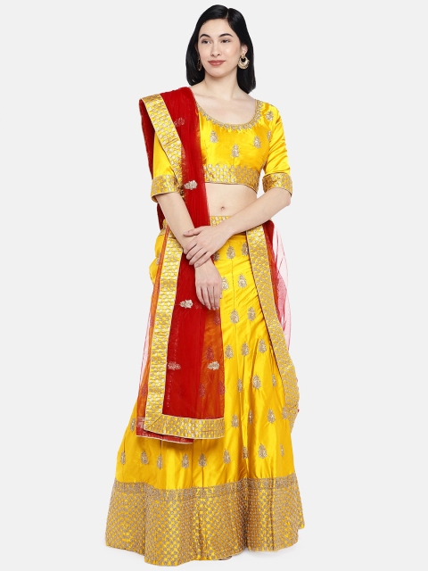 

Mitera Yellow Semi-Stitched Lehenga & Blouse with Dupatta