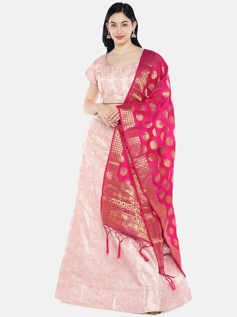

Mitera Pink Semi-Stitched Lehenga & Blouse with Dupatta