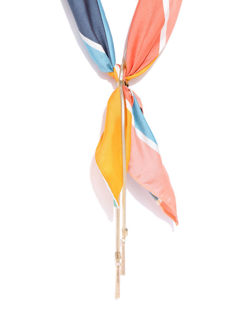 

Blueberry Multicoloured Gold-Plated Handcrafted Scarf Necklace, Multi