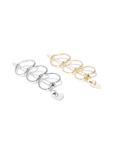 

Blueberry Women Set of 2 Heart-Shaped Hair Clips, Gold