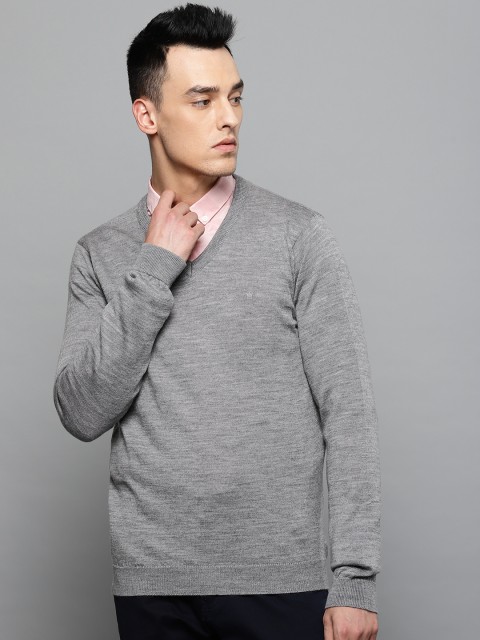 

Louis Philippe Men Grey Solid Sweater