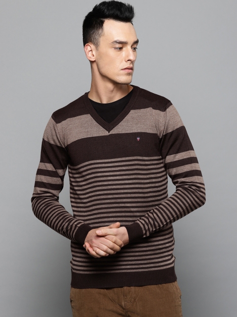 

Louis Philippe Sport Men Brown & Beige Striped Sweater