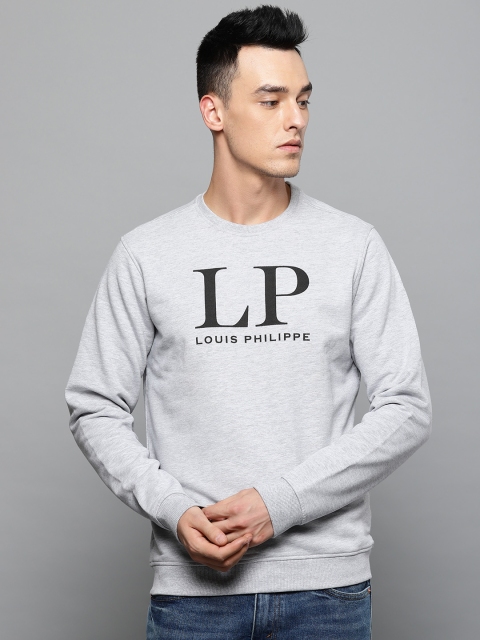 

Louis Philippe Sport Men Grey Melange Printed Sweatshirt