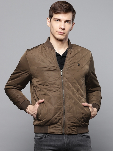 

Louis Philippe Men Olive Brown Solid Bomber Jacket