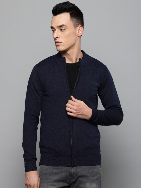 

Louis Philippe Men Navy Blue Solid Cardigan