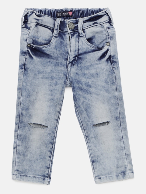 

VITAMINS Girls Blue Skinny Fit Mid-Rise Slash Knee Jeans