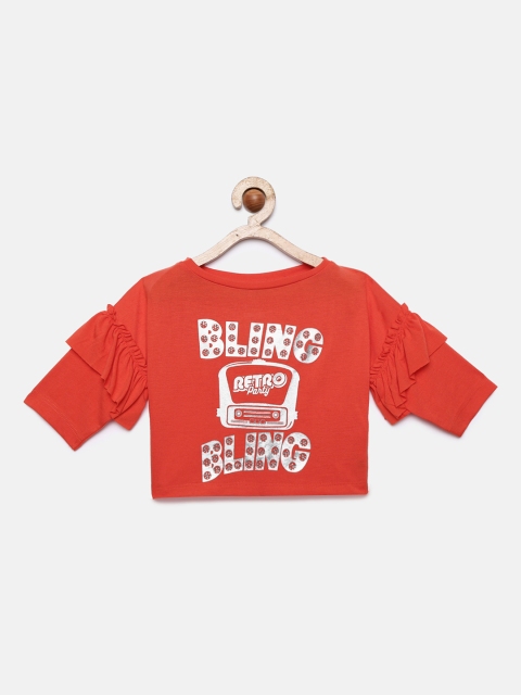 

VITAMINS Girls Orange Printed Top