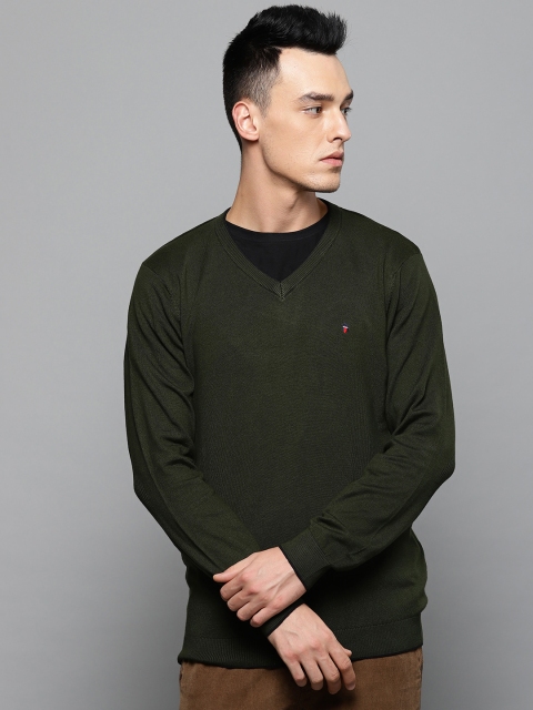 

Louis Philippe Sport Men Olive Green Solid Sweater