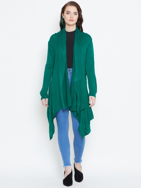 

American Eye Women Green Self Design Waterfall Winter Shrug