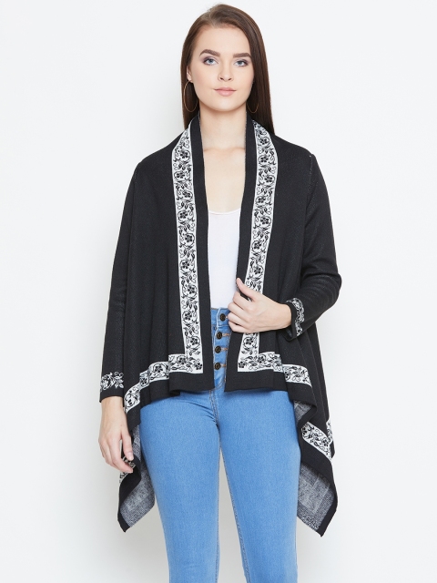 

American Eye Women Black Solid Front-Open Sweater