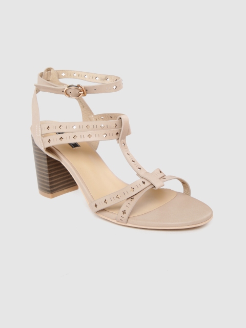 

Allen Solly Women Beige Laser Cuts Mid-Top Heels