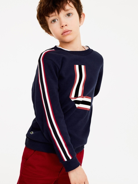 

Lacoste Boys Navy Blue Striped Sweater