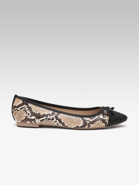 

DOROTHY PERKINS Women Beige & Brown Snakeskin Textured Ballerinas