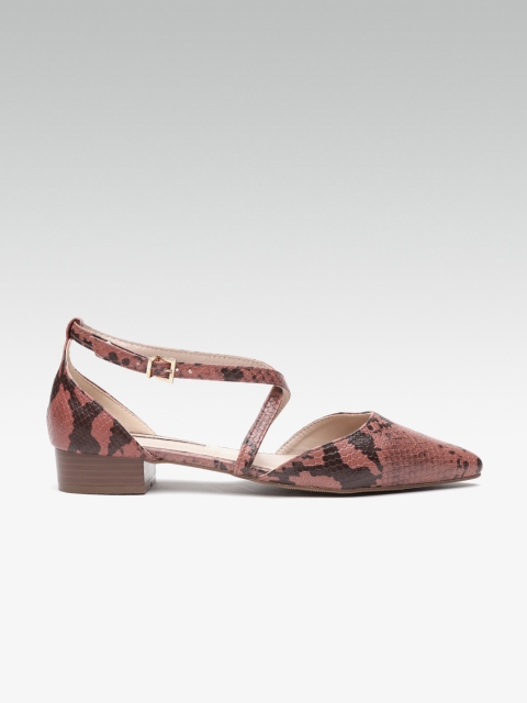 

DOROTHY PERKINS Women Mauve & Coffee Brown Snakeskin Textured Ballerinas