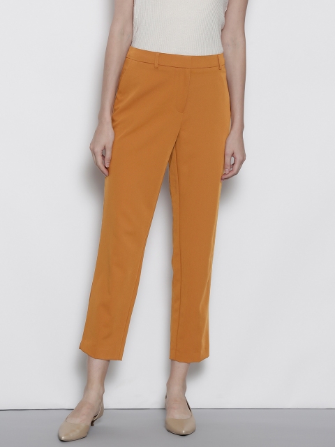 

DOROTHY PERKINS Women Mustard Brown Regular Fit Solid Cropped Chinos