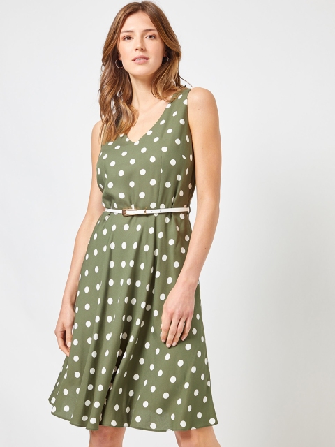 

DOROTHY PERKINS Women Green Printed A-Line Dress