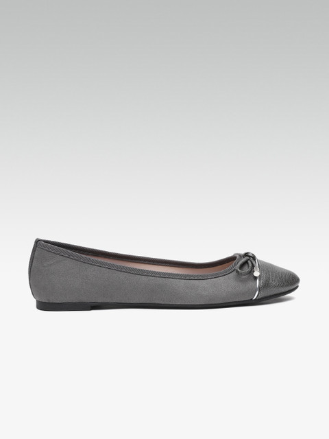 

DOROTHY PERKINS Women Charcoal Grey Solid Ballerinas with Bow Detail