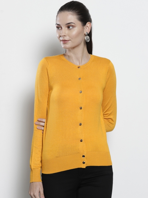 

DOROTHY PERKINS Women Mustard Yellow Solid Petite Cardigan