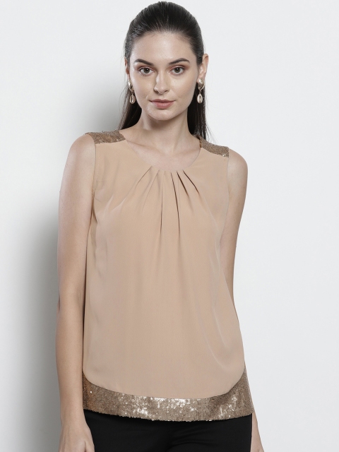 

DOROTHY PERKINS Women Beige Sequinned Top