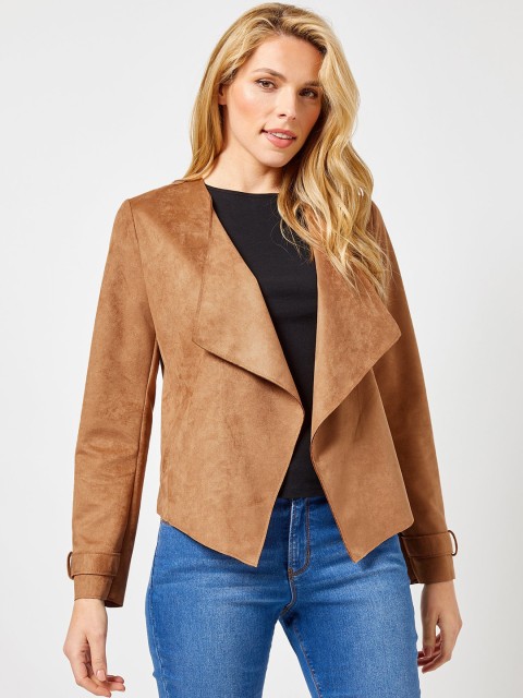 

DOROTHY PERKINS Women Brown Solid Open Front Jacket