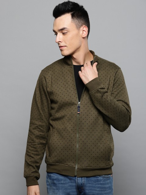 

Louis Philippe Sport Men Olive Green & Black Printed Sweatshirt
