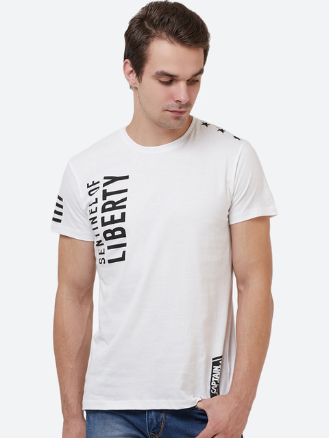

Free Authority Men White Captain America Printed T-shirt