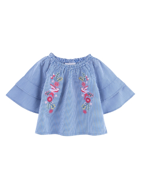 

Beebay Girls Blue Striped Pure Cotton Top