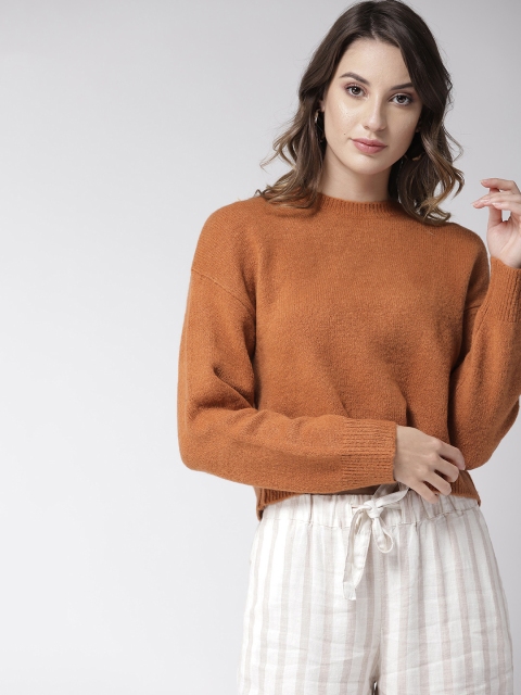 

FOREVER 21 Women Rust Brown Solid Sweater
