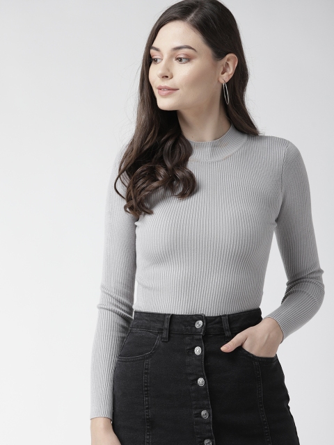

FOREVER 21 Women Grey Ribbed Tops
