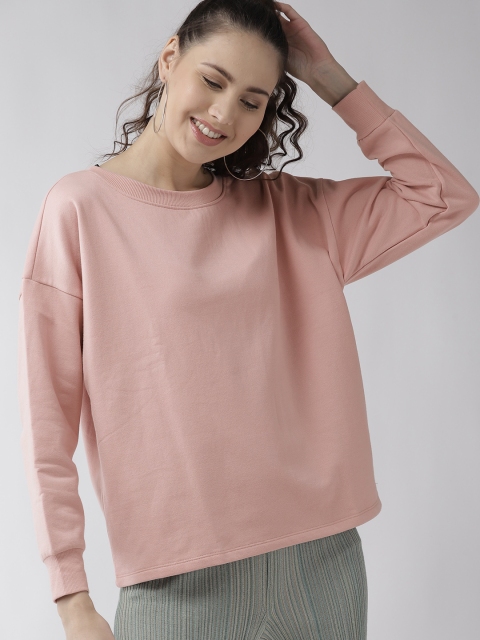 

FOREVER 21 Women Dusty Pink Solid Sweatshirt