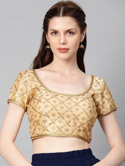 

Soch Women Golden Embellished Saree Blouse, Gold