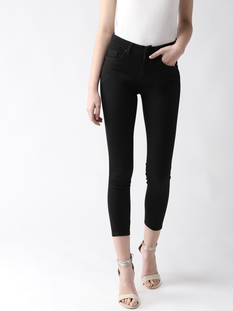 

Madame Women Black Skinny Fit Mid-Rise Clean Look Stretchable Cropped Jeans