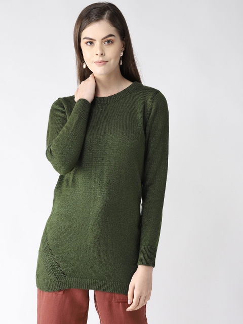 

Madame Women Olive Green Solid Sweater