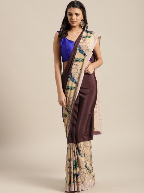 

Saree mall Brown & Beige Solid Saree
