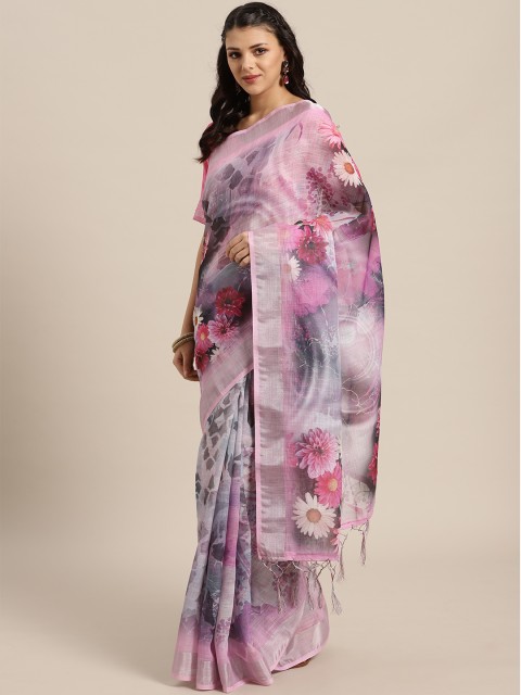 

Saree mall Pink & Grey Printed Saree