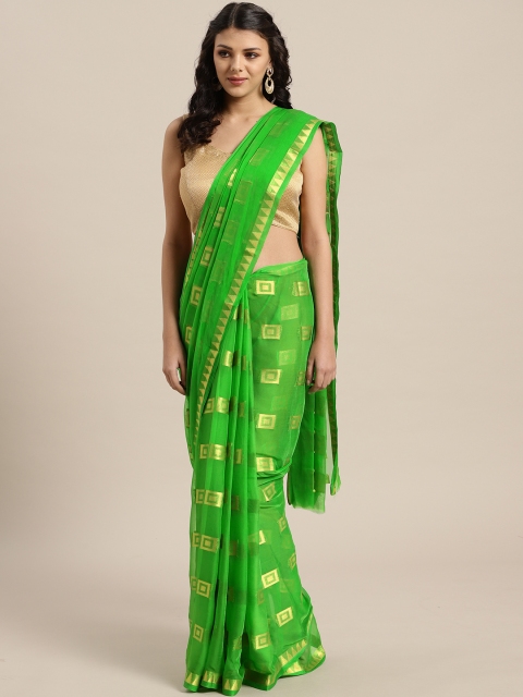 

Saree mall Green & Golden Woven Design Saree
