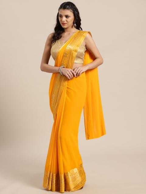 

Saree mall Yellow Solid Poly Georgette Saree