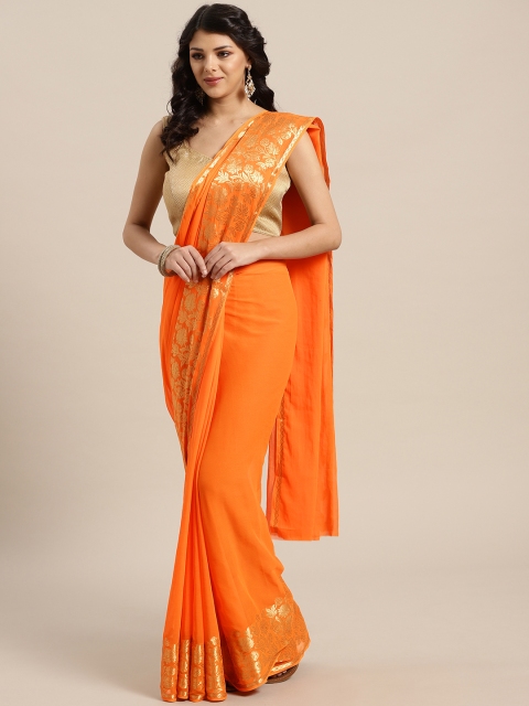 

Saree mall Orange Solid Saree