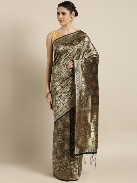 

Mitera Black & Golden Art Silk Woven Design Kanjeevaram Saree