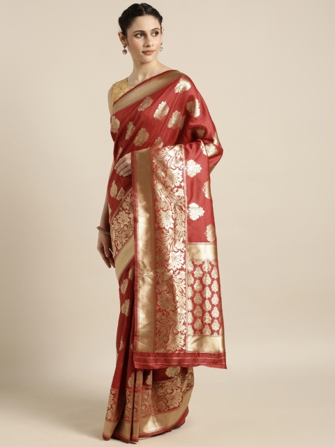 

Mitera Red & Golden Art Silk Woven Design Mysore Silk Saree