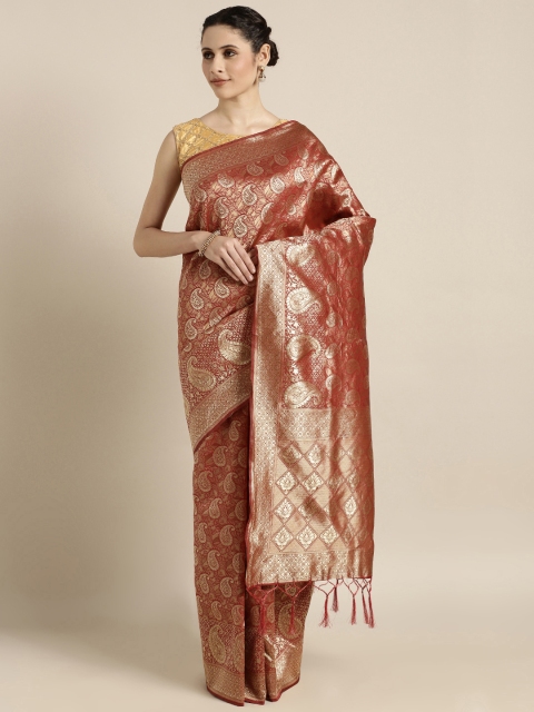

Mitera Red & Golden Art Silk Woven Design Kanjeevaram Saree