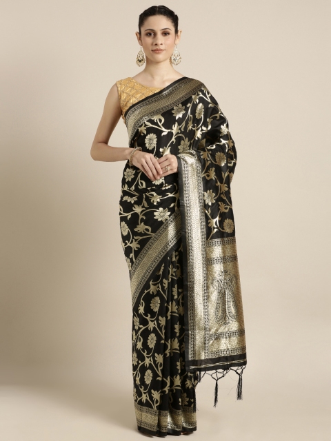 

Mitera Black & Golden Art Silk Woven Design Banarasi Saree