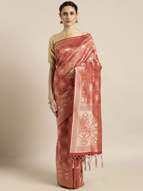 

Mitera Red & Gold-Coloured Art Silk Woven Design Kanjeevaram Saree