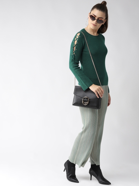 

Madame Women Green Solid Sweater