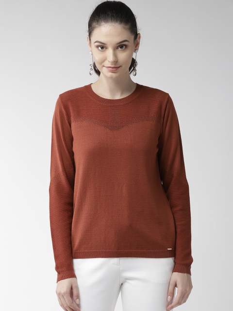 

Madame Women Rust Brown Solid Sweater