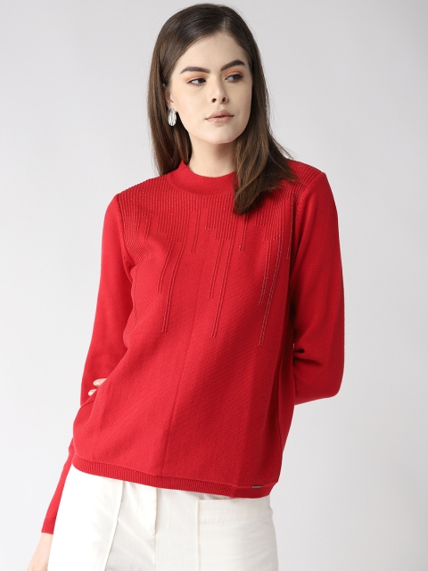 

Madame Women Red Solid Sweater