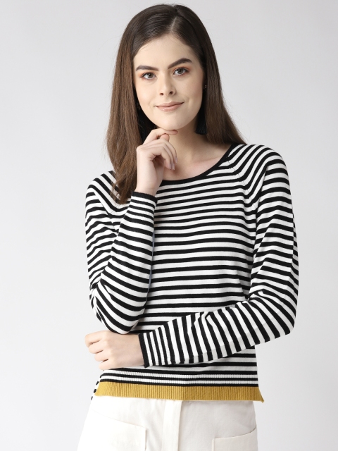 

Madame Women Black & White Striped Sweater