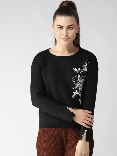 

Madame Women Black & White Self Design Sweater