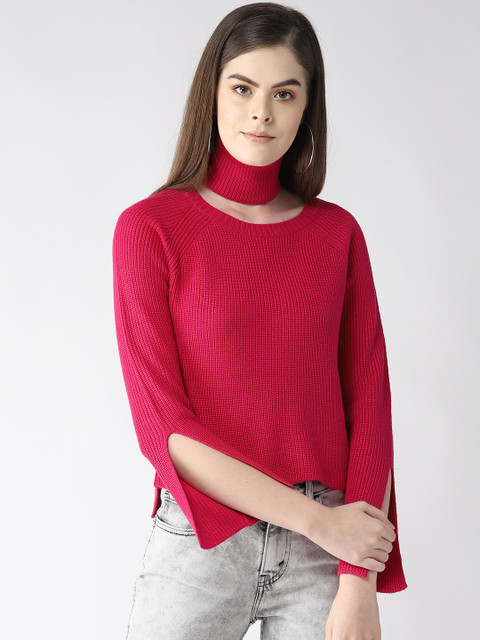 

Madame Women Pink Ribbed Sweater