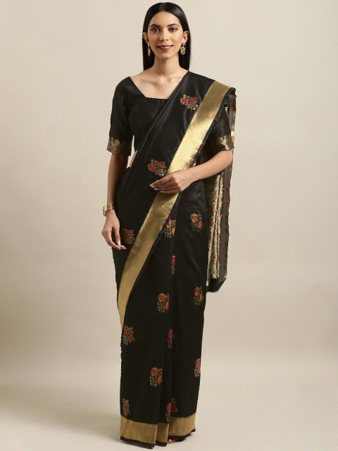 

Kvsfab Black Woven Design Silk Cotton Saree